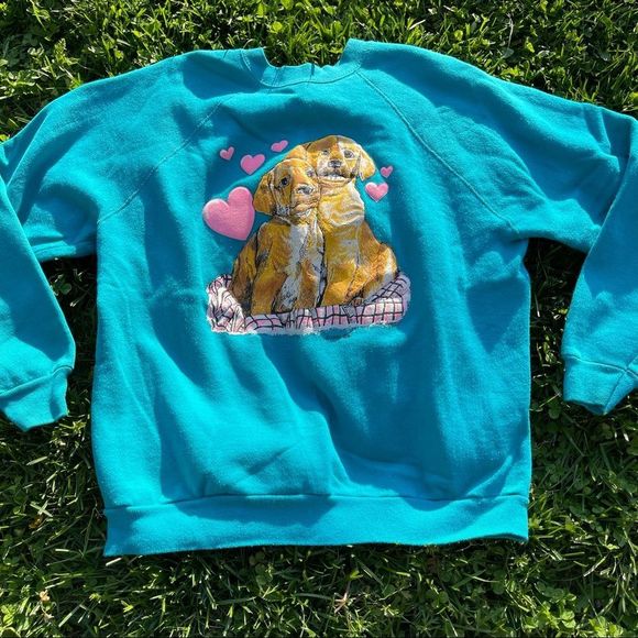 Vintage Sweaters - Vintage XL Labrador Golden Retriever Heart Sweater
